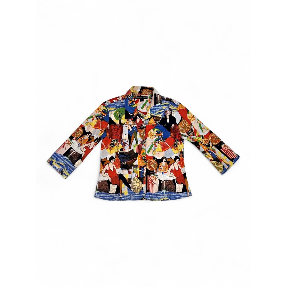 Mirror Image Women's Art-Print Button-Down Shirt L